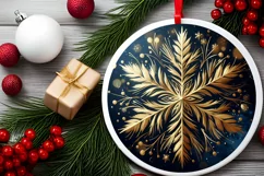 Snow Flake Christmas Round Cute Ornament Sublimation Product Image 1