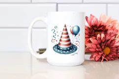 Whimsical USA Flag Vintage Party Hat Clipart Product Image 2