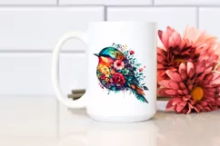 Retro Watercolor Vibrant Bird Clipart Product Image 2