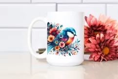 Retro Watercolor Vibrant Bird Clipart Product Image 2