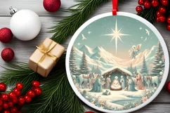 Round Christmas Ornament Sublimation|Clipart Product Image 1