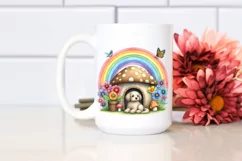 Colorful Dog House Mushroom Illustration Rainbow Clipart Product Image 2