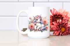 Cute Baby Unicorn with Dahlia Frame | Clipart Product Image 2