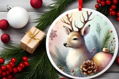 Rein Deer Round Ornament Sublimation PNG Product Image 2