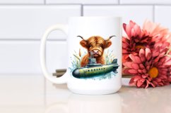 Colorful Baby Highland Cow with Submarine, Transparent PNG Product Image 2