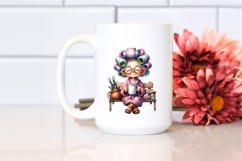 Old Lady Hair Curlers Bench Mug Sublimation Clipart Product Image 2