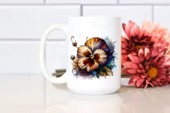 Abstract Wooden Small Stained Pansy Clipart Product Image 2