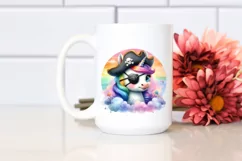 Colorful Baby Unicorn with Pirate's Eye Patch, Transparent Product Image 2
