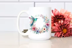 Colorful Hummingbird Floral Frame | Clipart Product Image 2