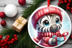 Winter Clothes Baby Zebra Ornament Sublimation PNG Product Image 2