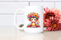 Cartoon Style Watercolor Monkey Flower Crown | Sublimation Product Image 2