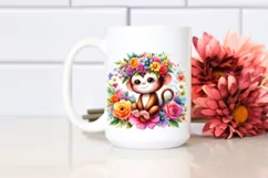 Cartoon Style Watercolor Monkey Flower Crown | Sublimation Product Image 2