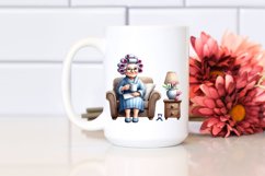 Old Lady Hair Curlers Couch Mug Sublimation Clipart Product Image 2