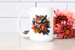 Abstract Vibrant Watercolor Bird with Flowers and Leaves Product Image 2