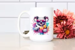 Colorful Koala Sipping Drink | Sublimation | Clipart Product Image 2