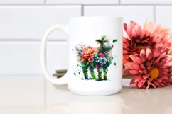 Abstract Vibrant Watercolor Lamb with Flowers, Transparent Product Image 2