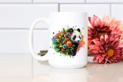 Abstract Vibrant Watercolor Panda with Flowers, Transparent Product Image 2