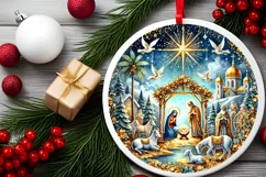 Round Christmas Ornament Sublimation|Clipart Product Image 1