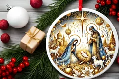 Round Christmas Ornament Sublimation|Clipart Product Image 1