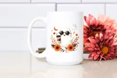 Cute Ghost with Sunglasses Holding Coffee PNG Product Image 2