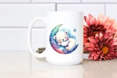 Colorful Cute Baby Polar Bear Moon | Clipart Product Image 2