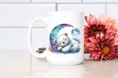 Colorful Cute Baby Polar Bear Moon | Clipart Product Image 2