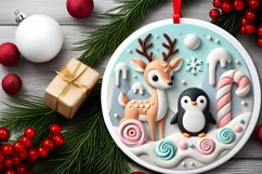 Round Christmas Ornament Sublimation|Clipart Product Image 1