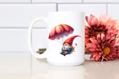 Gnome with Tulip Parachute in the Air | Sublimation | Product Image 2
