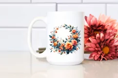 Vibrant Orange Roses Wild Wreath | Clipart Product Image 2