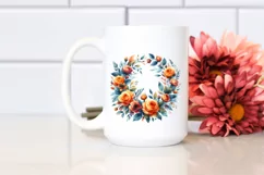 Vibrant Orange Roses Wild Wreath | Clipart Product Image 2