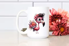 Human-like Flamingo with Large Flower Bouquet | Clipart Product Image 2