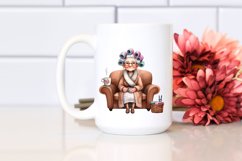 Old Lady Hair Curlers Couch Mug Sublimation Clipart Product Image 2