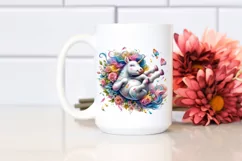 Colorful Baby Unicorn Tumbling with Spring Petals, PNG Product Image 2