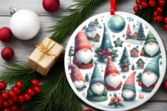 Winter Gnomes Round Ornament Sublimation PNG Product Image 2