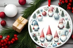 Winter Gnomes Round Ornament Sublimation PNG Product Image 2