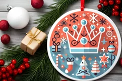 Round Christmas Ornament Sublimation|Clipart Product Image 1