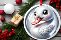 Shiny Christmas Swan Ornament Sublimation PNG Product Image 2