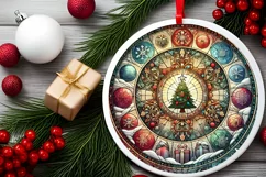 Round Christmas Ornament Sublimation|Clipart Product Image 1
