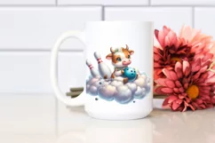 Cute Baby Cow Bowling in Style | Clipart Product Image 2