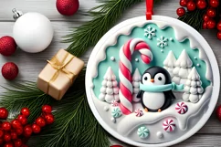Round Christmas Ornament Sublimation|Clipart Product Image 1
