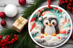 Round Christmas Ornament Sublimation|Clipart Product Image 1