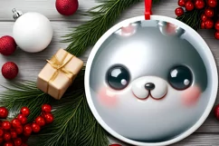 Bunny Smiling Round Ornament Sublimation PNG Product Image 2