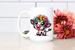 Colorful Cow Cartoon Sublimation Clipart Product Image 2