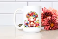 Cartoon Style Watercolor Bear Flower Crown | Sublimation Product Image 2