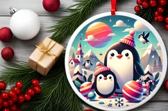 Round Christmas Ornament Sublimation|Clipart Product Image 1