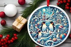 Round Christmas Ornament Sublimation|Clipart Product Image 1
