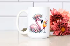 Vibrant Flamingo Cocktail Design | Sublimation | Clipart Product Image 2