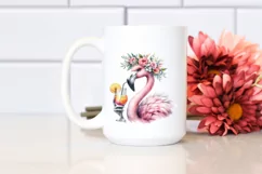 Vibrant Flamingo Cocktail Design | Sublimation | Clipart Product Image 2