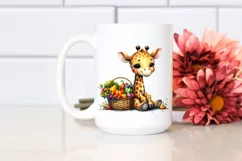 Quirky Baby Giraffe with Vegetables | Sublimation | Clipart Product Image 2
