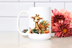 Quirky Baby Giraffe with Vegetables | Sublimation | Clipart Product Image 2